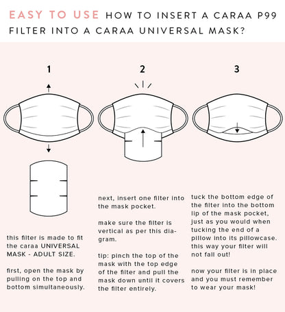 Caraa 25 Pleated Mask Filters