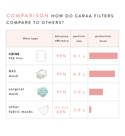 Caraa 25 Pleated Mask Filters