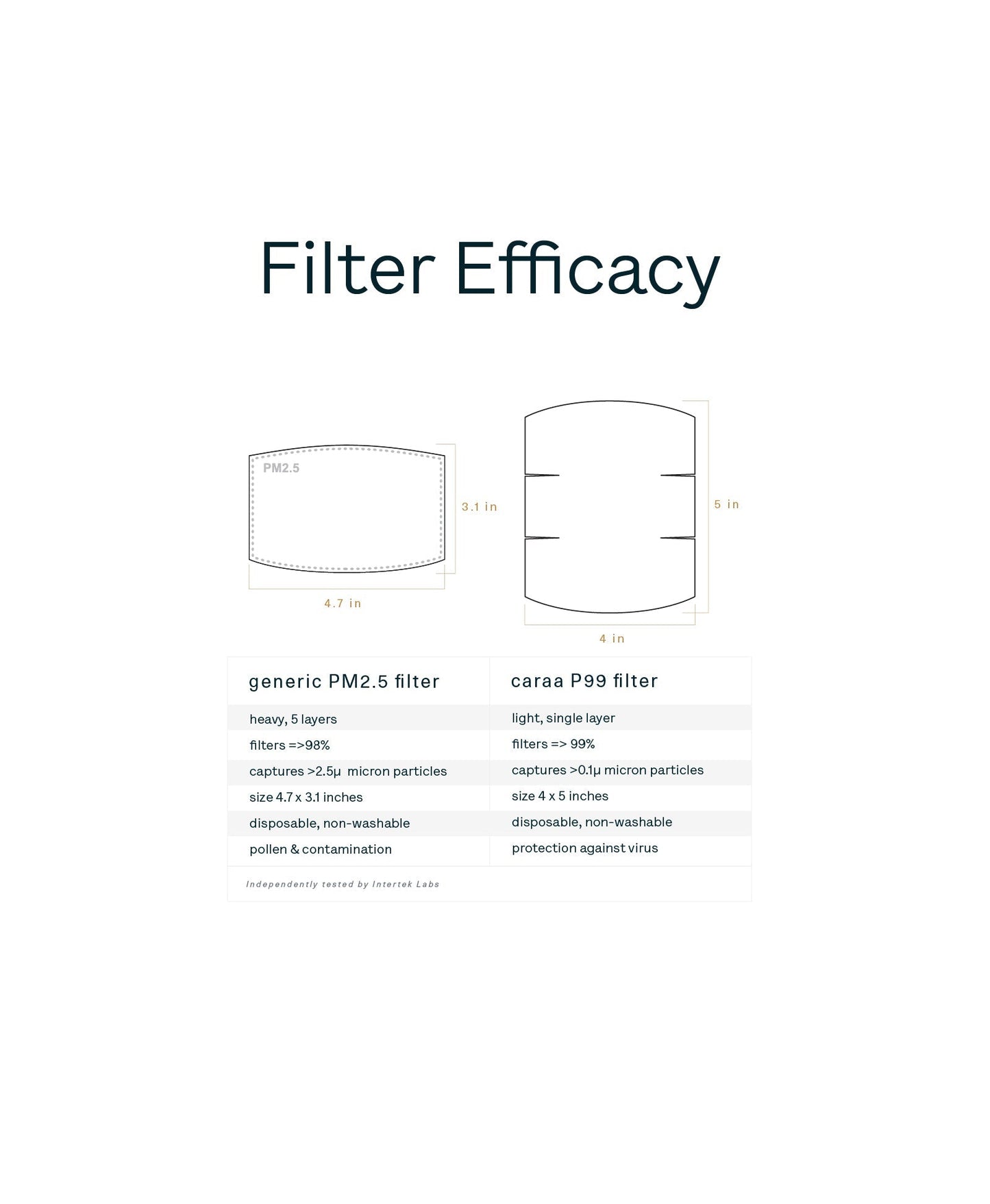 Caraa 25 Pleated Mask Filters