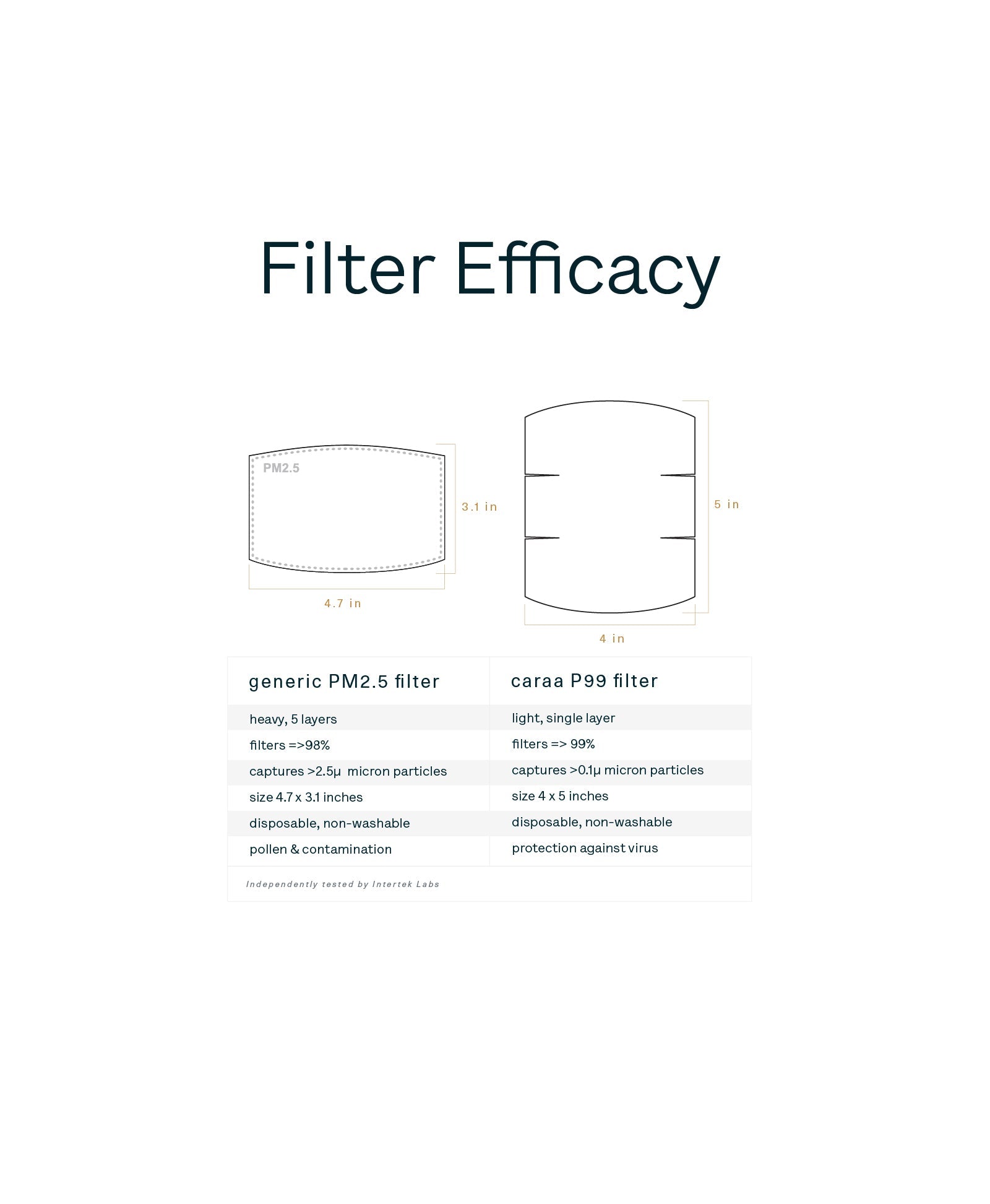 Caraa 25 Pleated Mask Filters